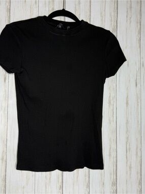 Theory black ribbed high neck top M